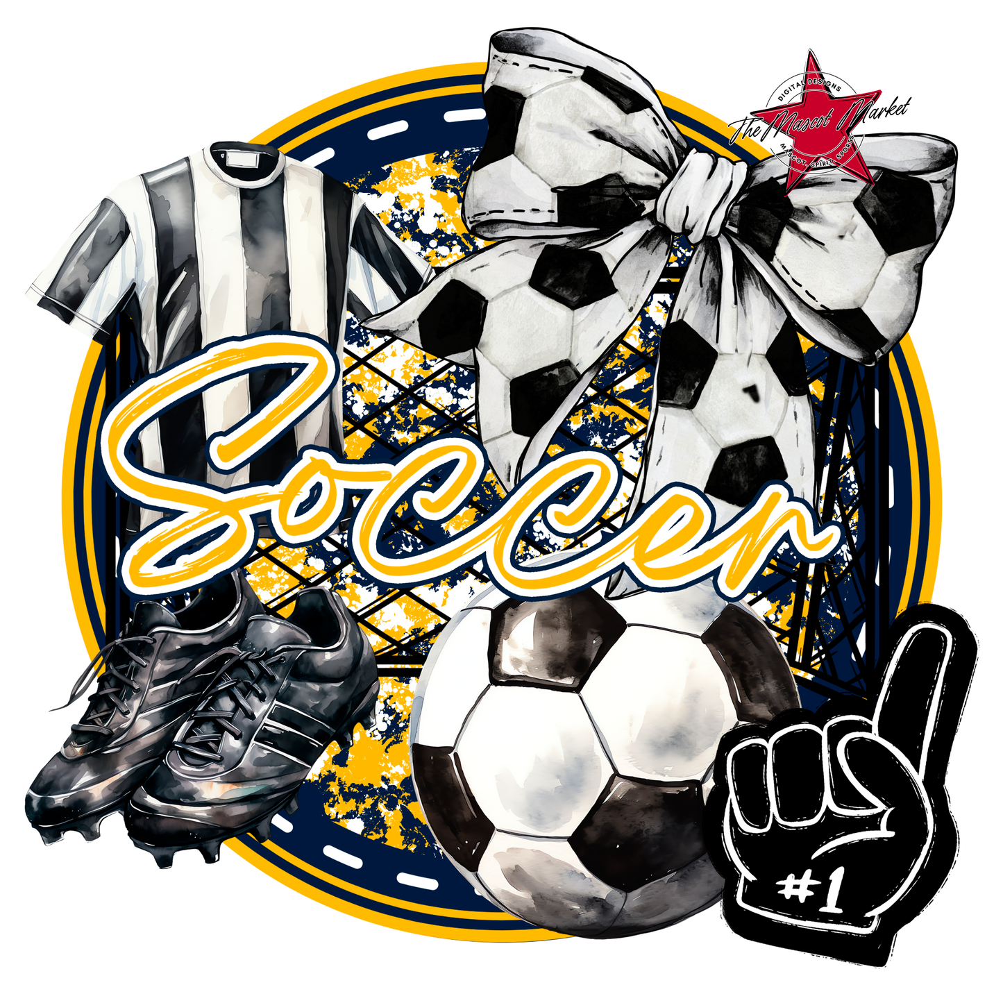 Circle Soccer Design-Navy-Yellow