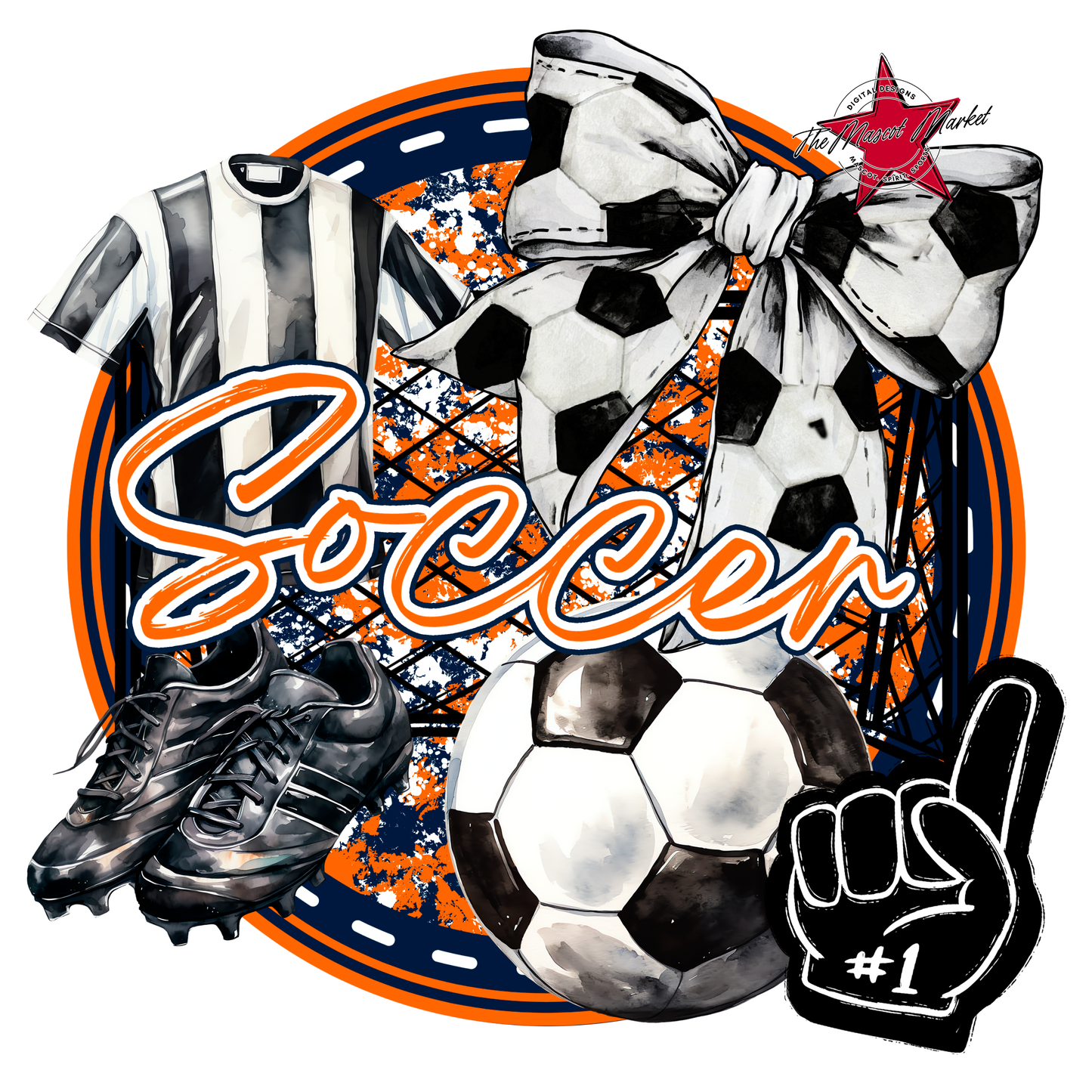 Circle Soccer Design-Navy-Orange