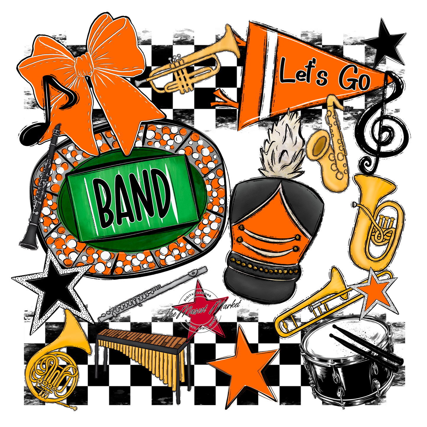 Band Checkers Spirit Design-Orange