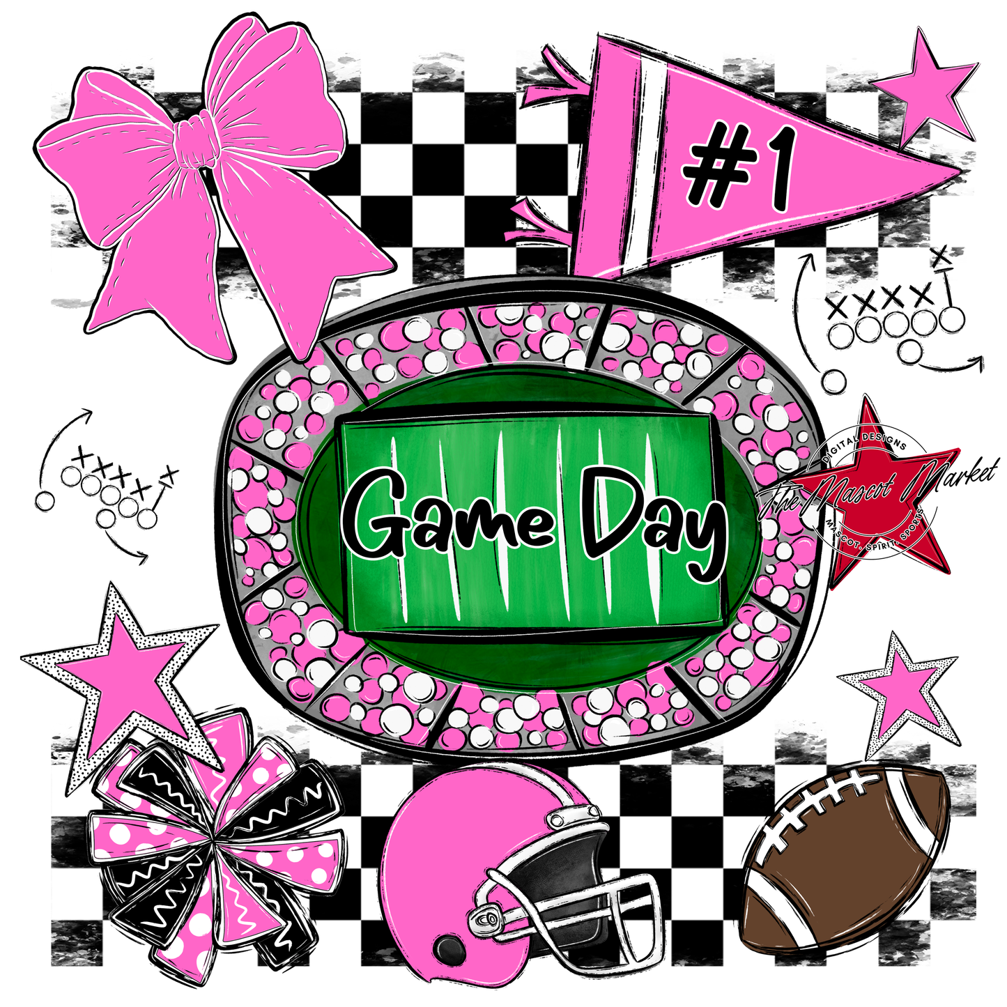 Game Day Checkers Spirit Design-Baby Pink
