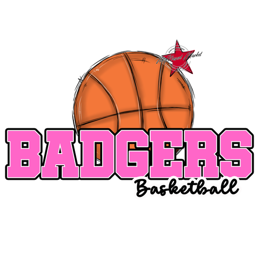 Badgers Varsity Basketball Design-Baby Pink