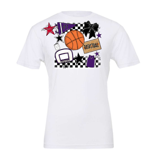 Basketball Checkers Spirit Design-Purple
