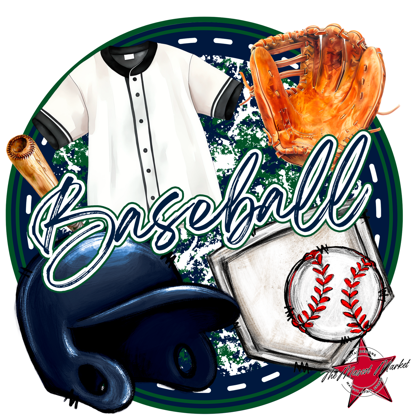 Circle Baseball Design-Navy-Green