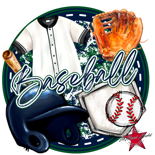 Circle Baseball Design-Navy-Green