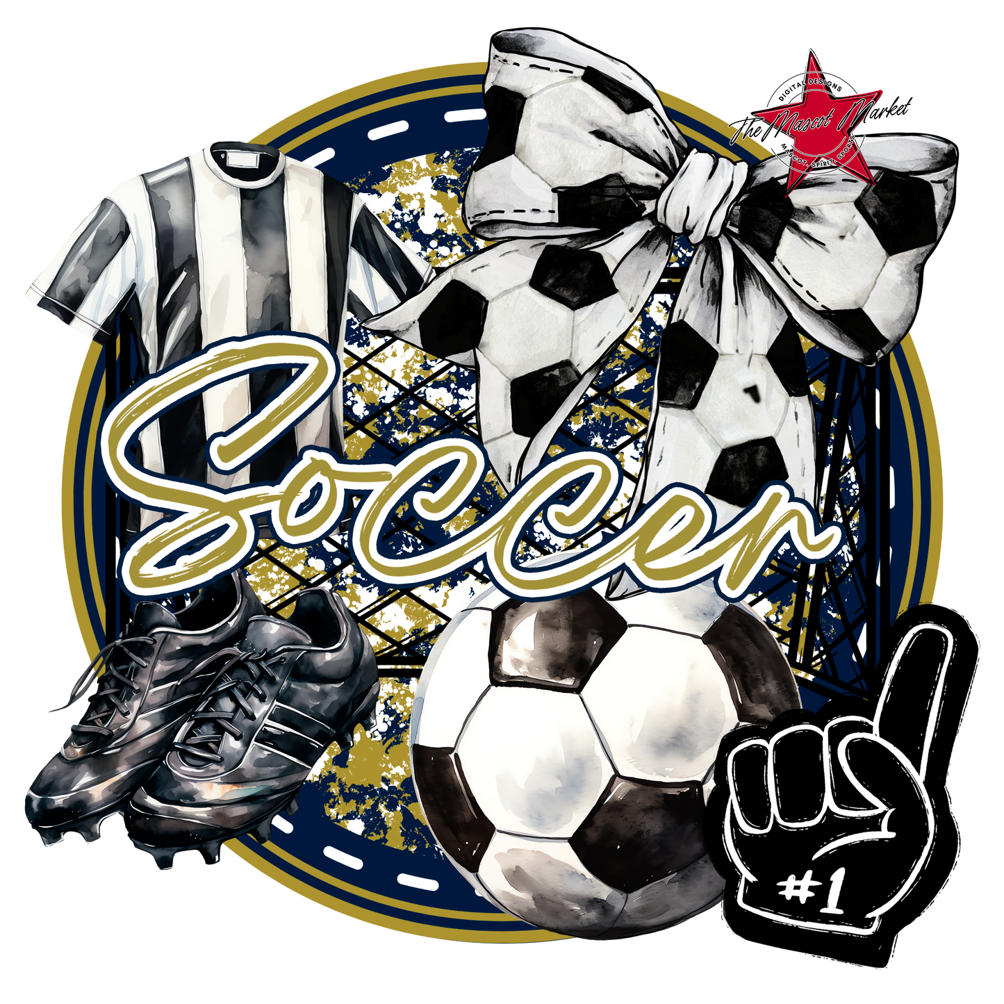 Circle Soccer Design-Navy-Gold