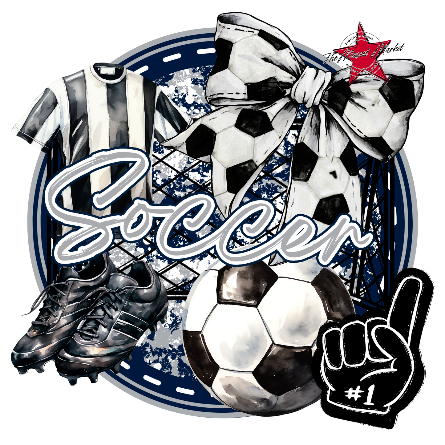 Circle Soccer Design-Navy-Grey