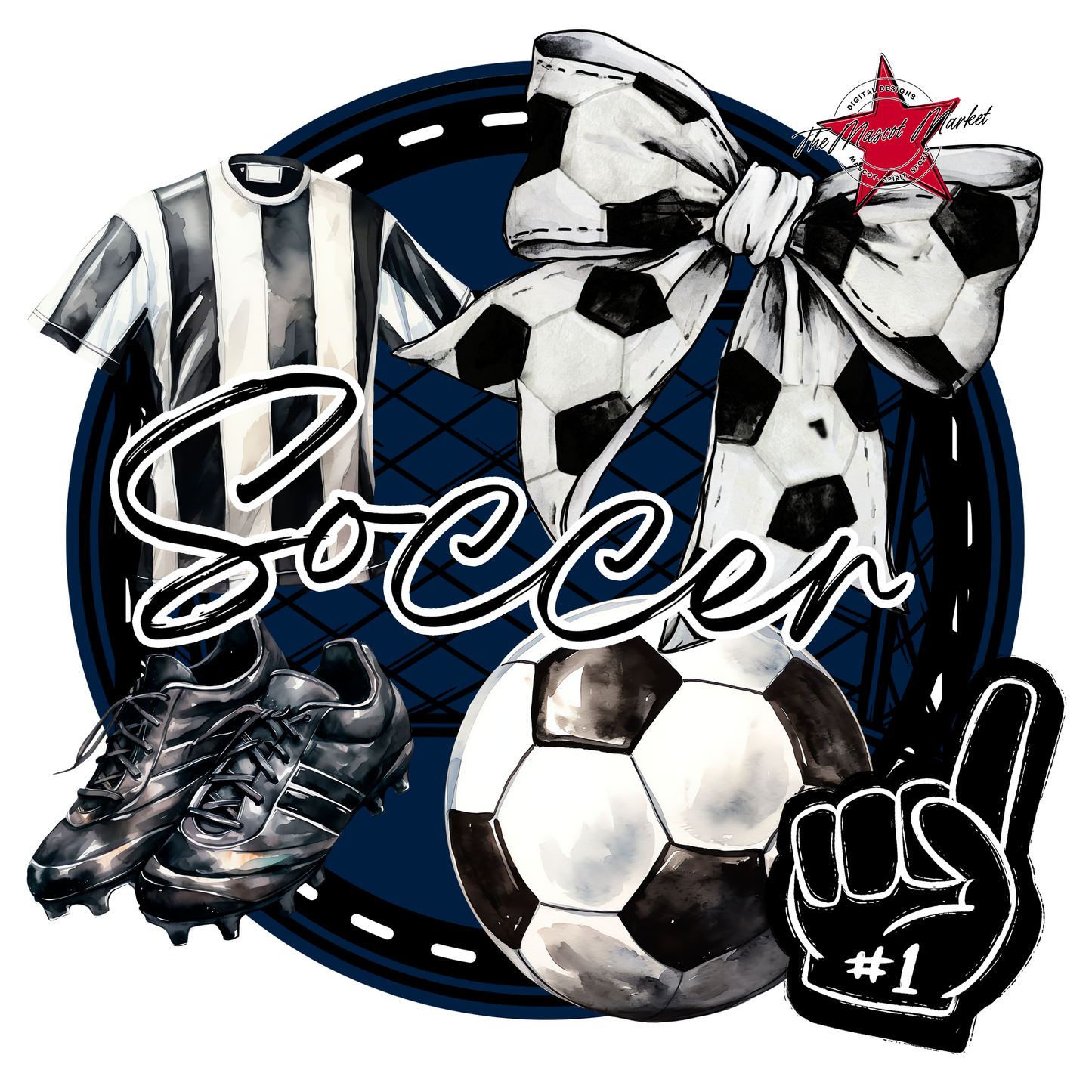 Circle Soccer Design-Navy