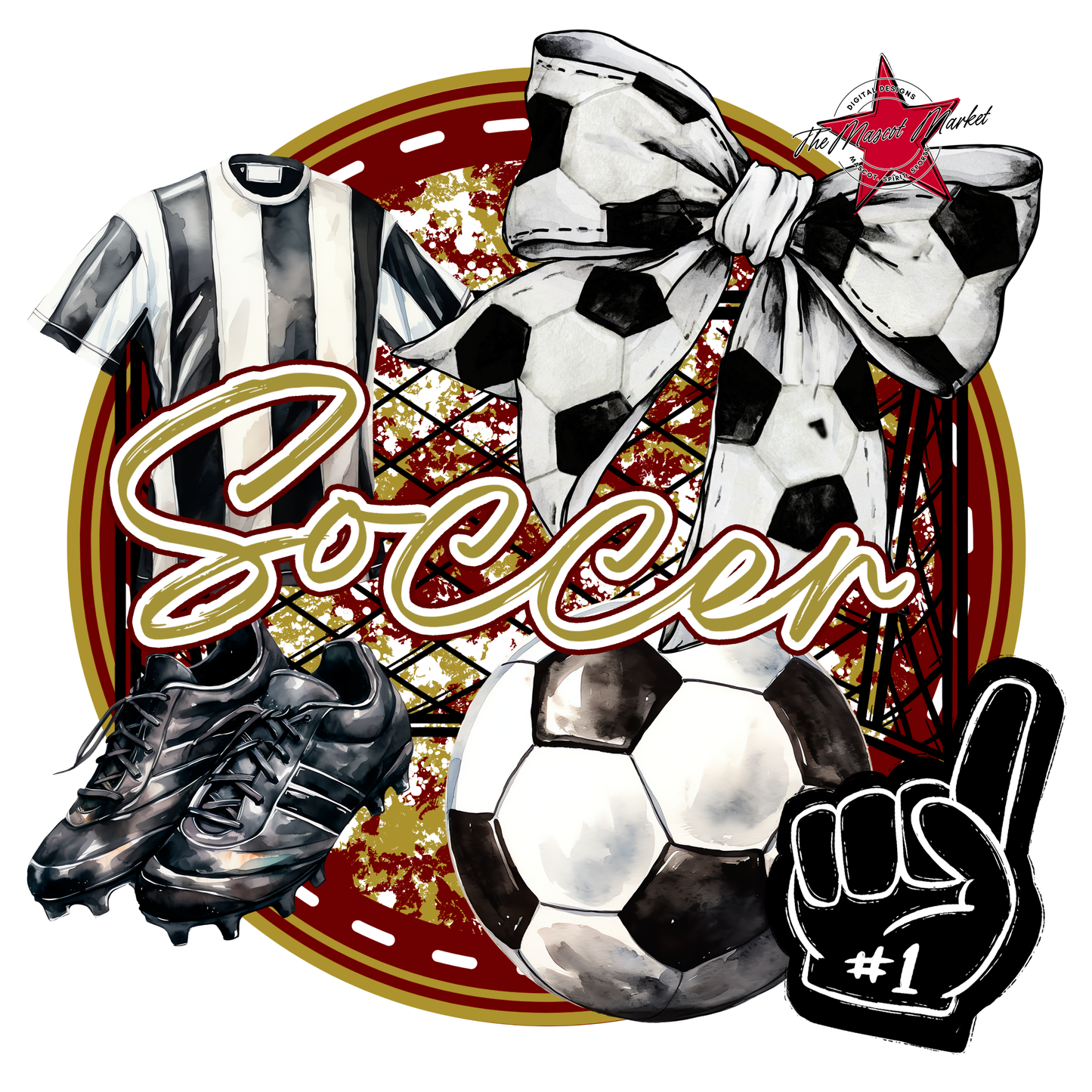 Circle Soccer Design-Maroon-Gold