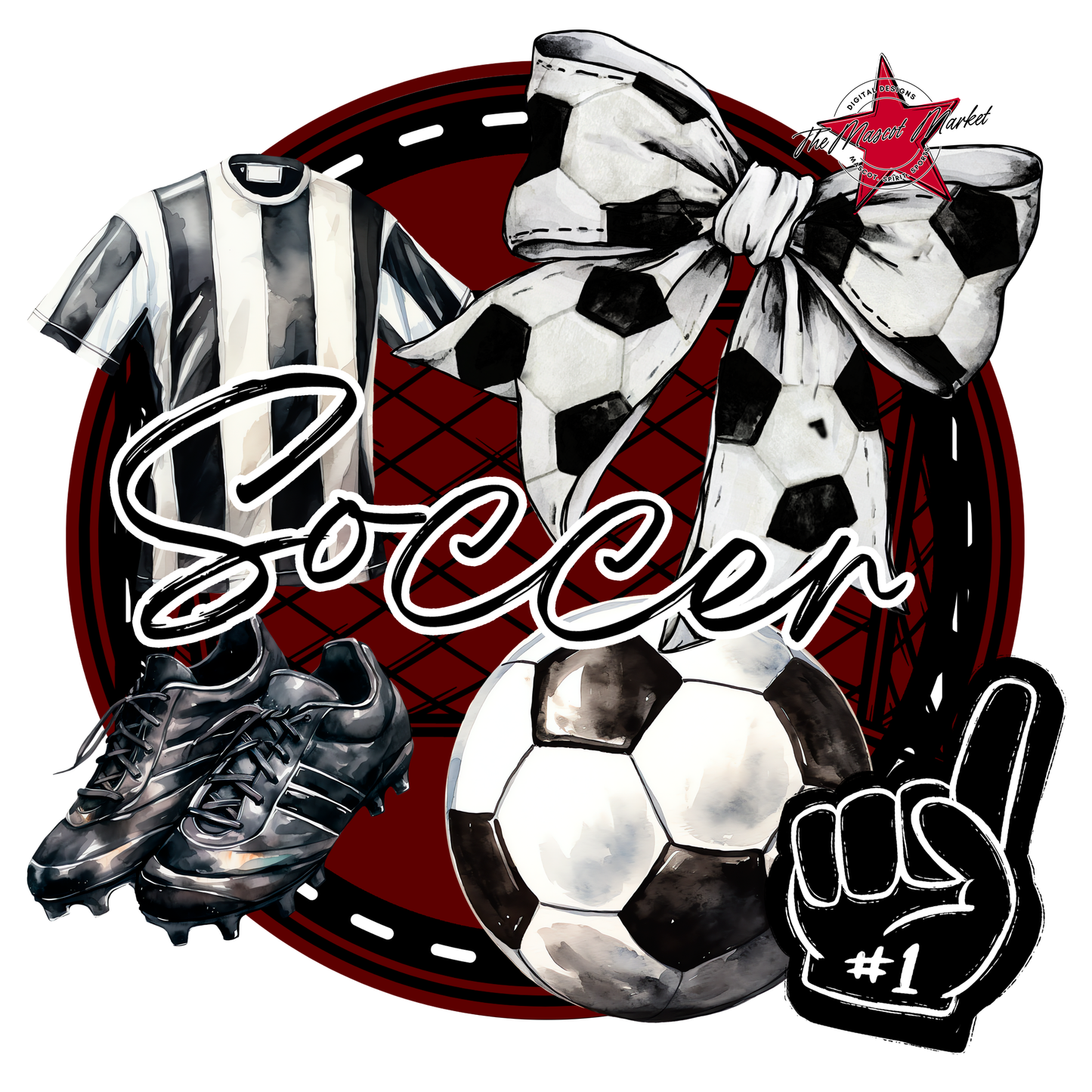 Circle Soccer Design-Maroon