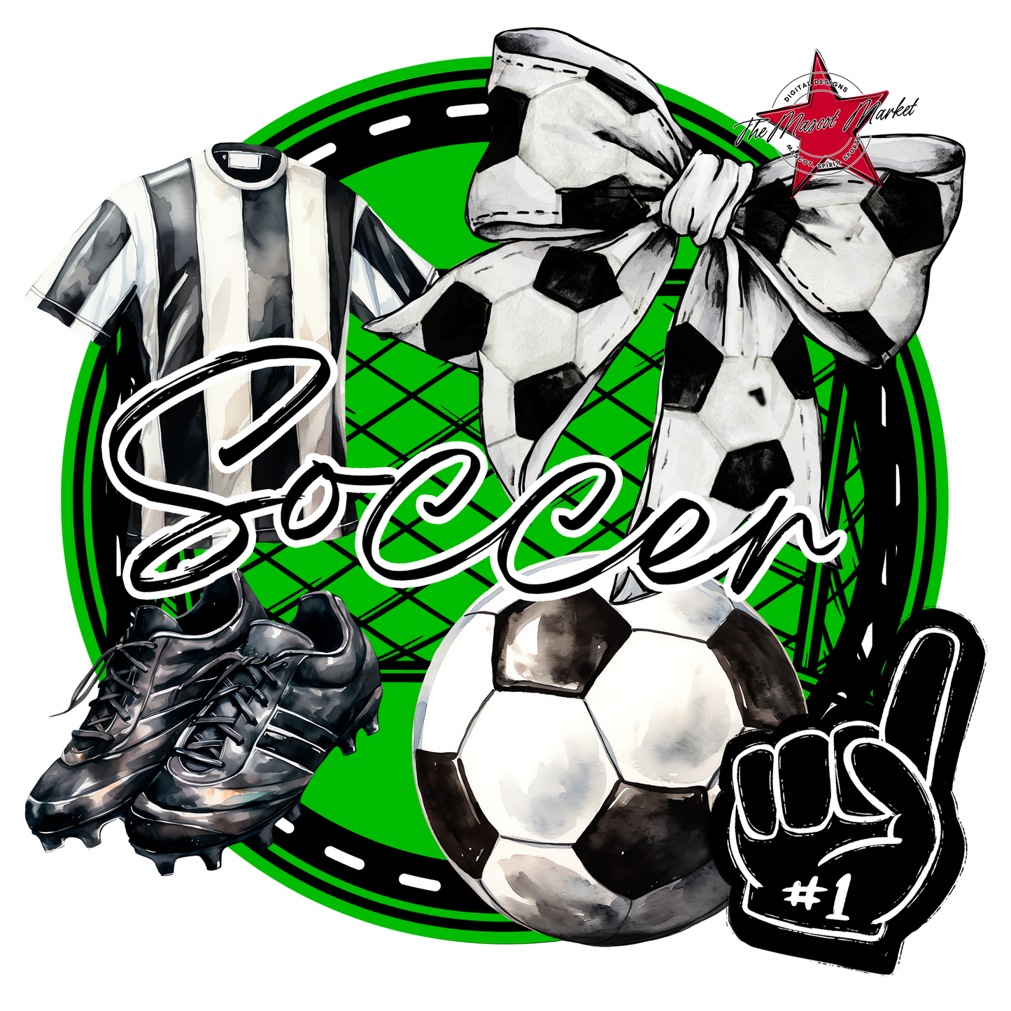 Circle Soccer Design-Bright Green