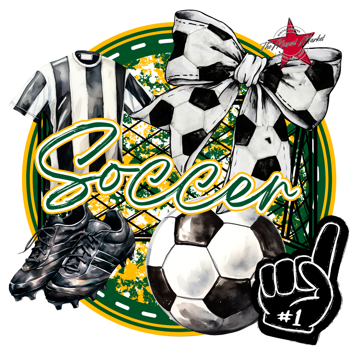 Circle Soccer Design-Green-Yellow