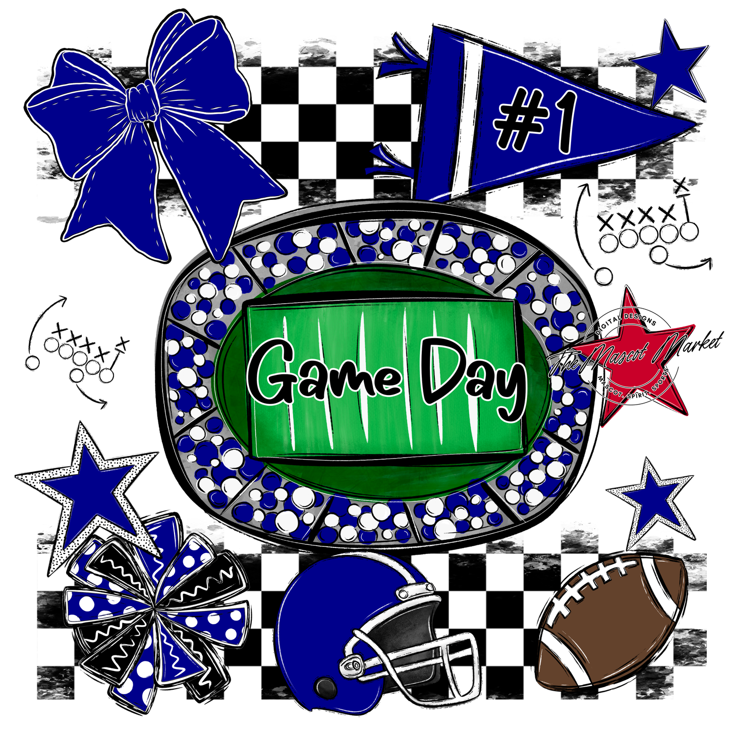 Game Day Checkers Spirit Design-Blue