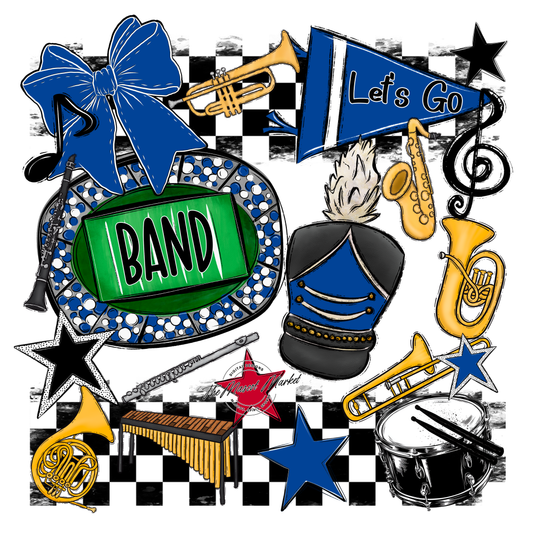 Band Checkers Spirit Design-Off Blue