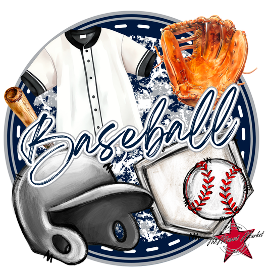 Circle Baseball Design-Navy-Grey