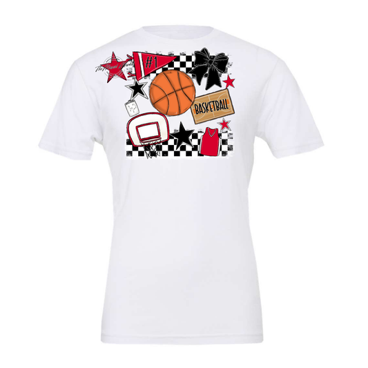 Basketball Checkers Spirit Design-Red