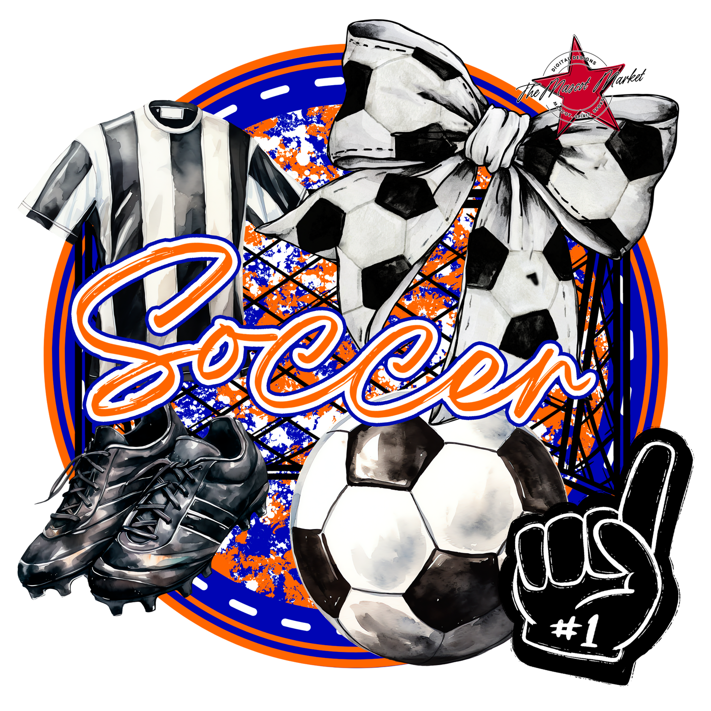 Circle Soccer Design-Blue-Orange