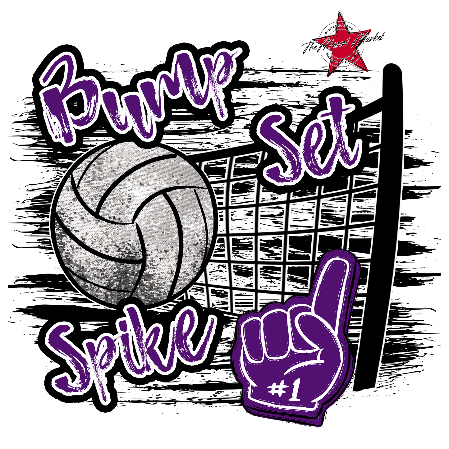 Volleyball Sequins w Net-Purple
