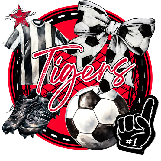 Tigers Circle Soccer Design-Red