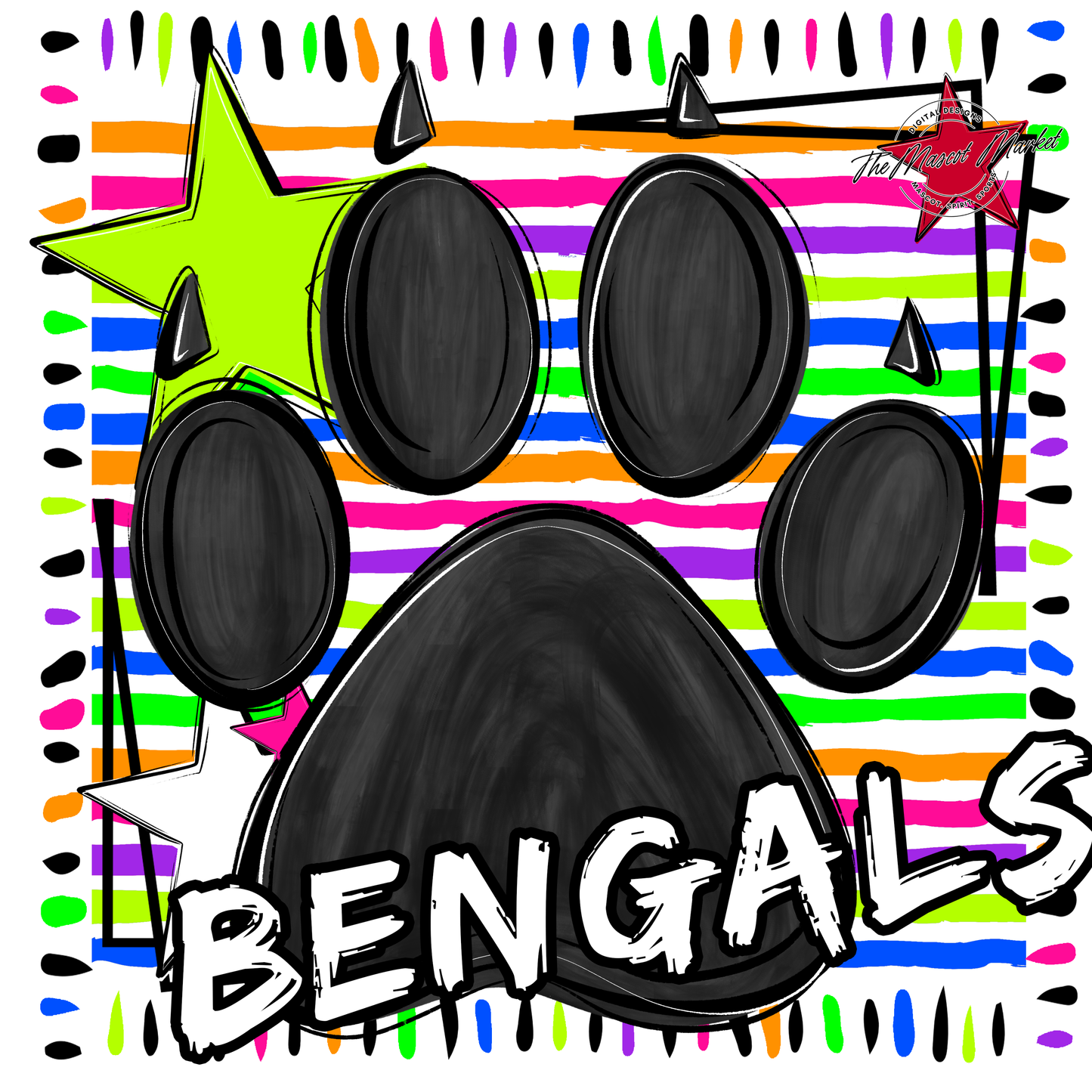 Bengals Mascot Frame-Neon White