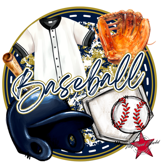 Circle Baseball Design-Navy-Gold