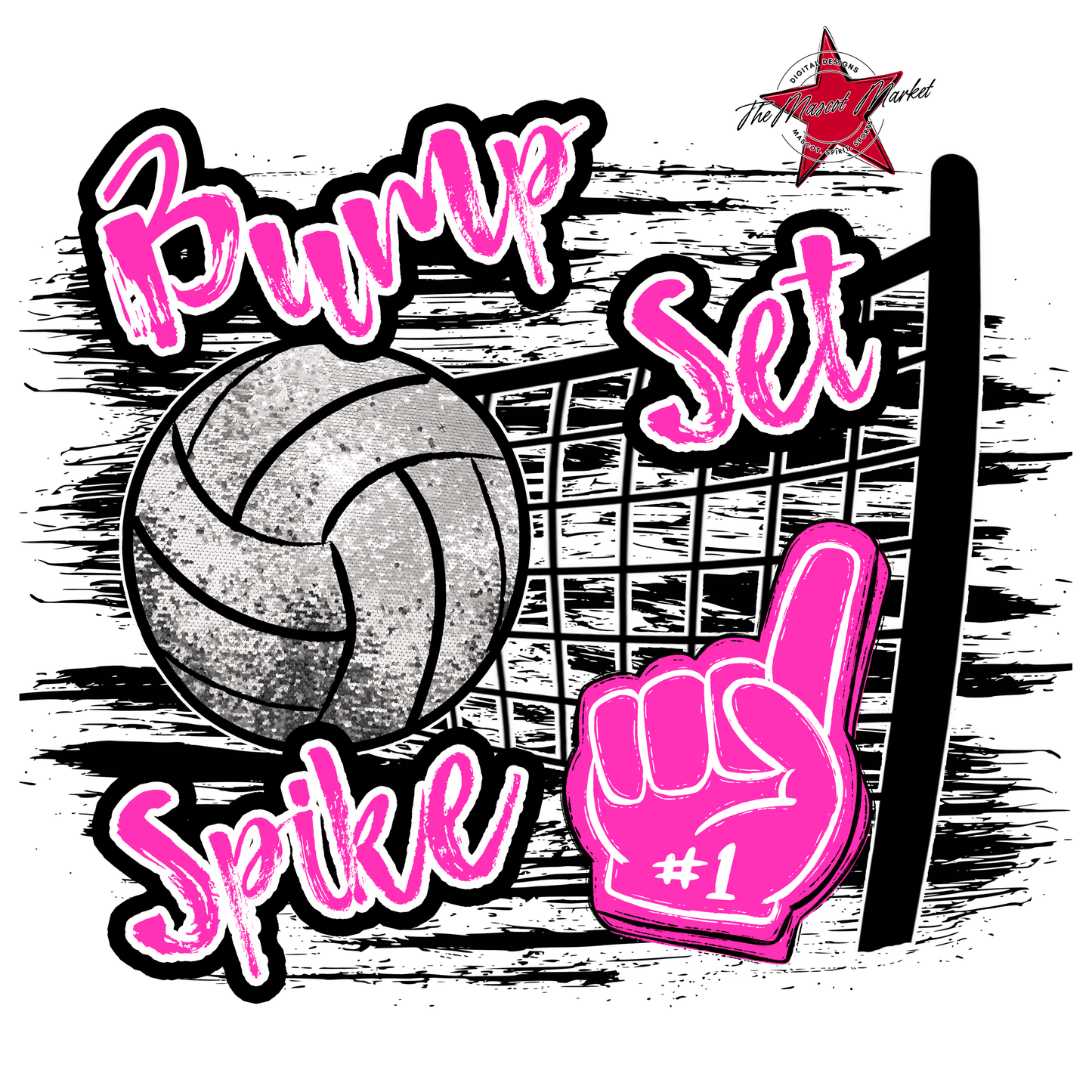 Volleyball Sequins w Net-Pink