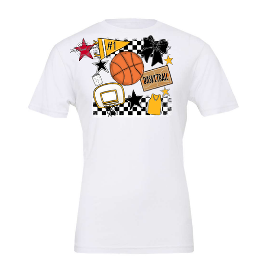 Basketball Checkers Spirit Design-Yellow