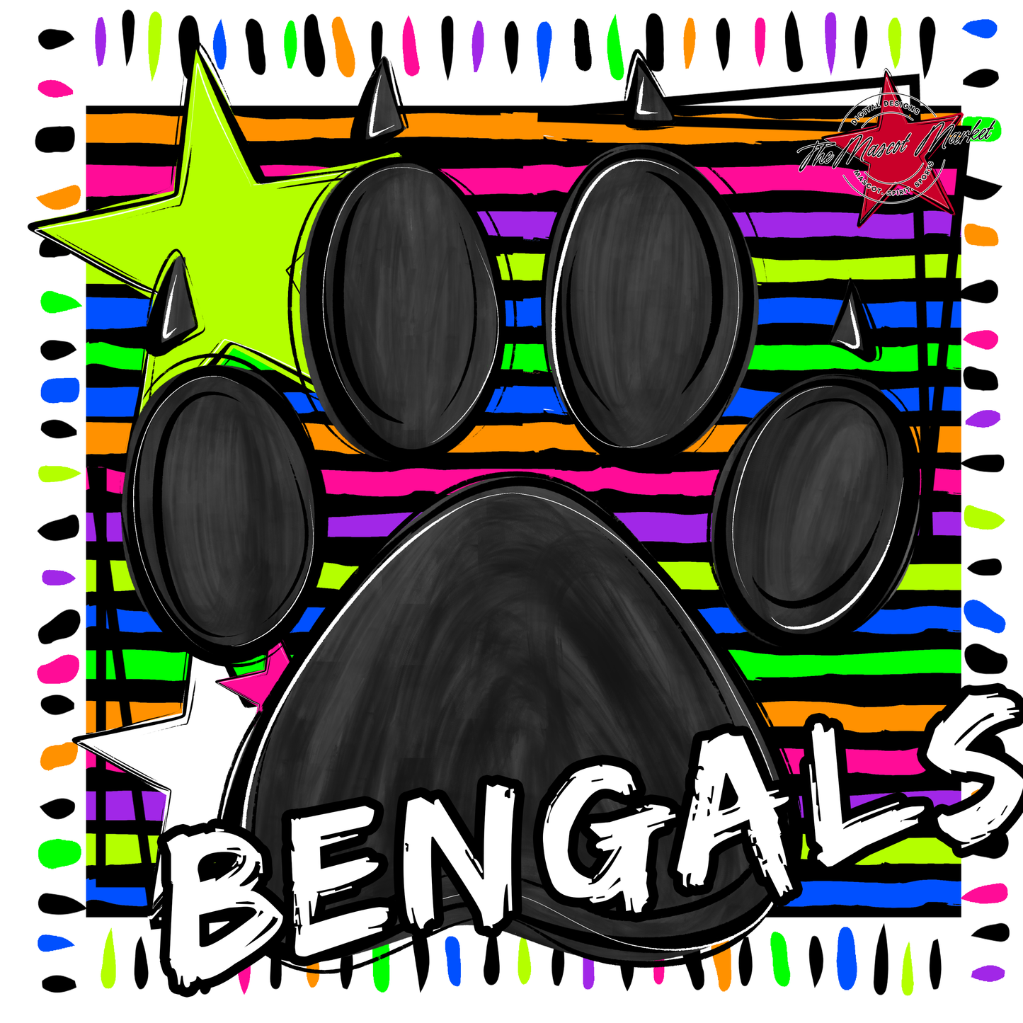 Bengals Mascot Frame-Neon Black
