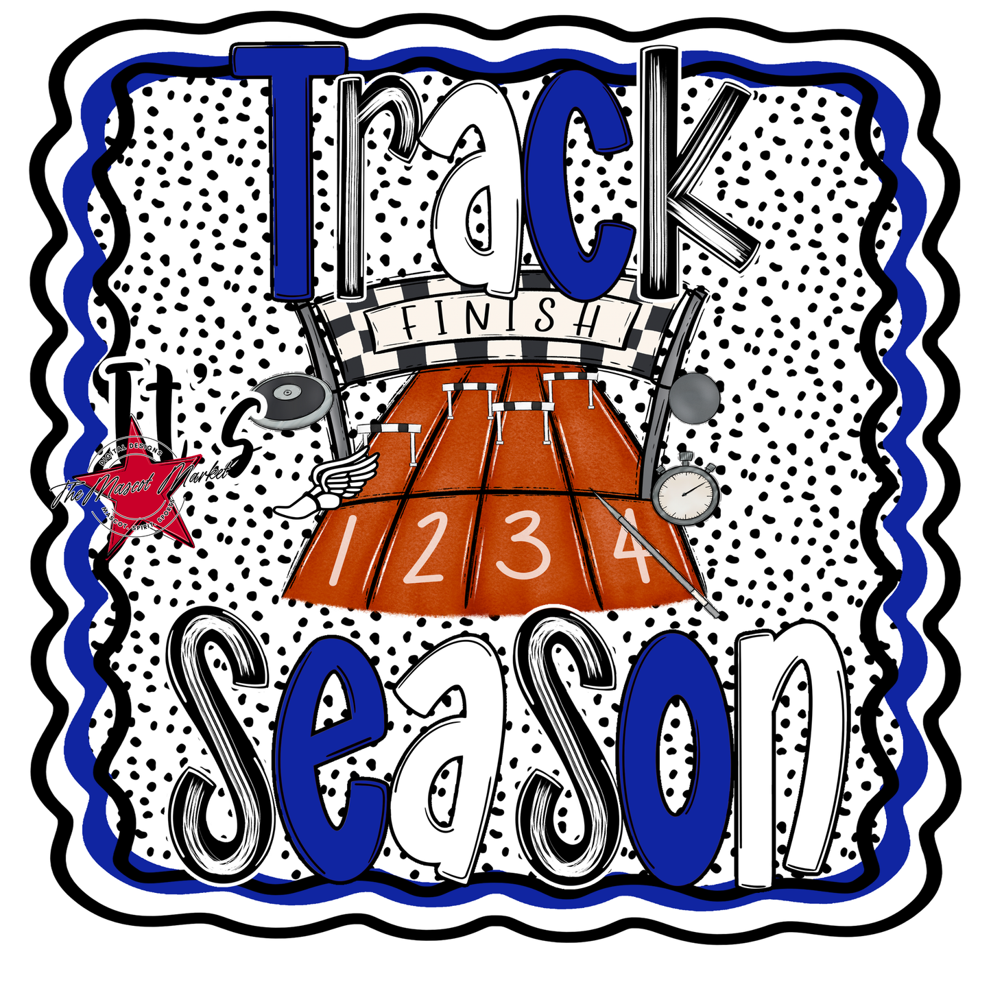 It's Track Season Dot Design-Royal Blue