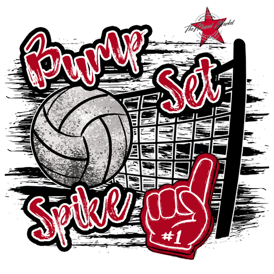 Volleyball Sequins w Net-Red