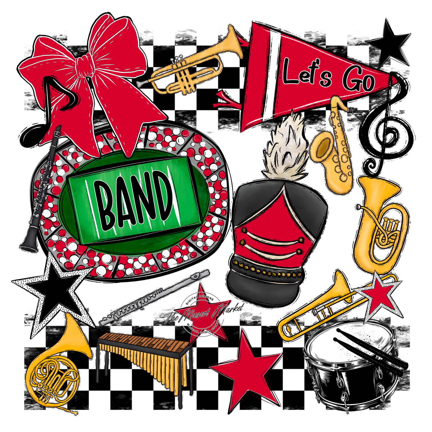 Band Checkers Spirit Design-Red