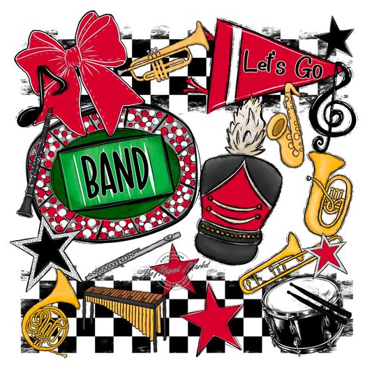 Band Checkers Spirit Design-Red
