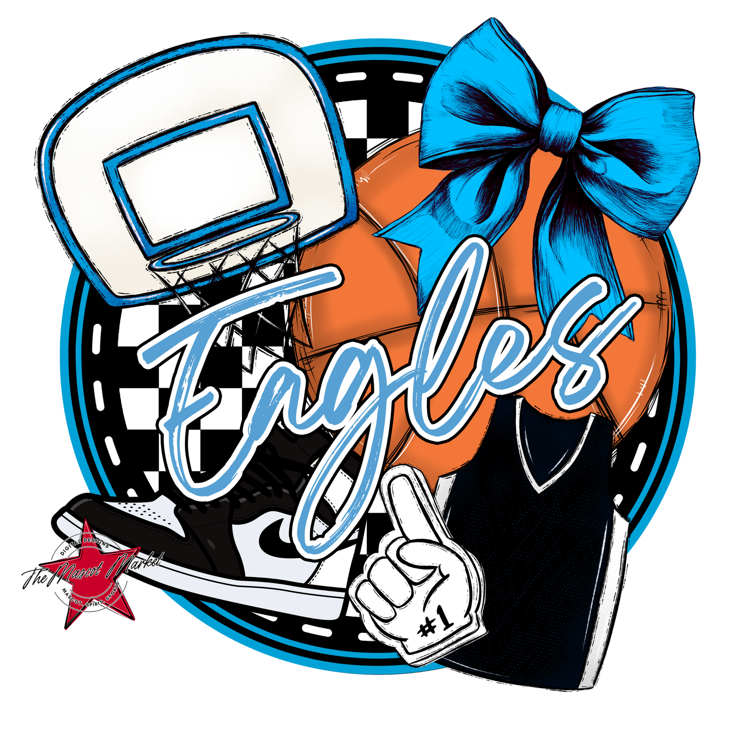Eagles Circle Basketball Design-Carolina Blue