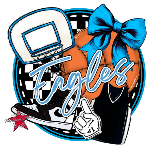 Eagles Circle Basketball Design-Carolina Blue