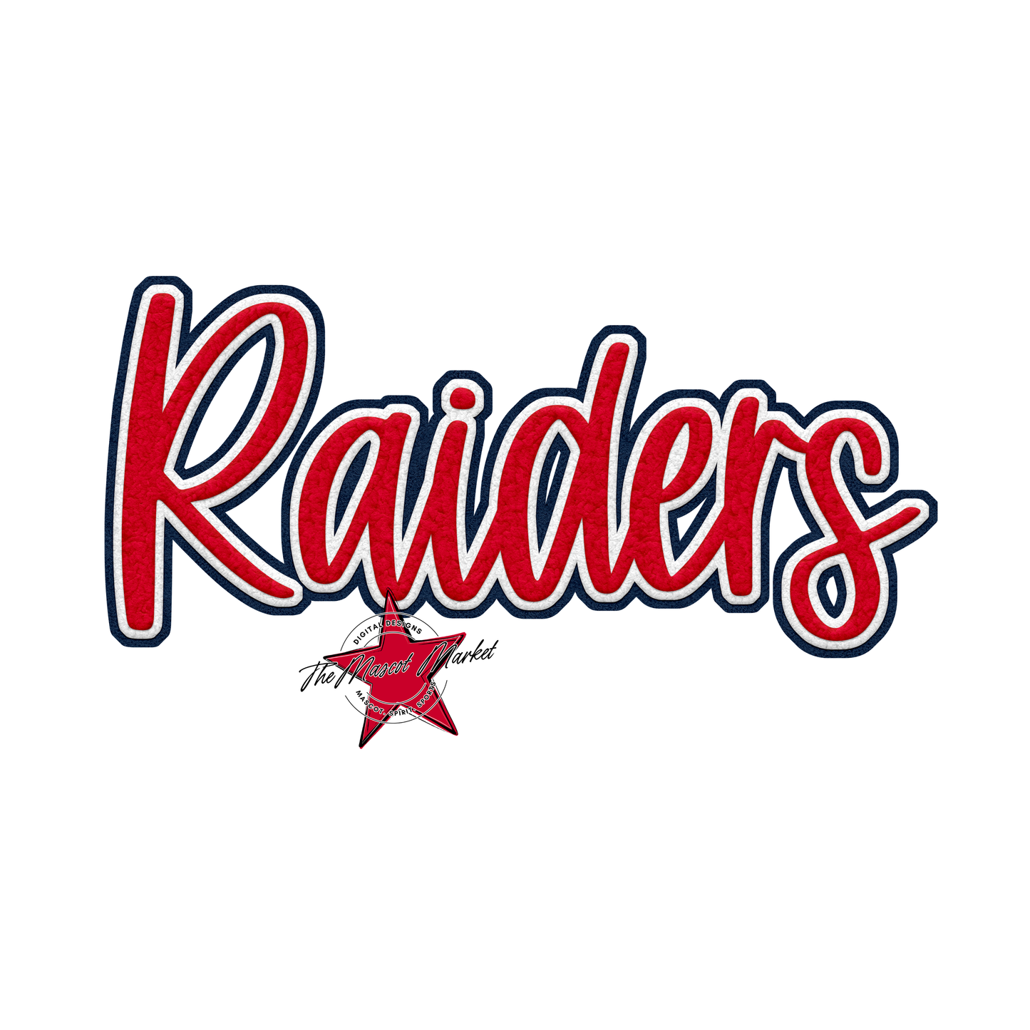 Raiders Faux Chenille Patch-Navy-Red