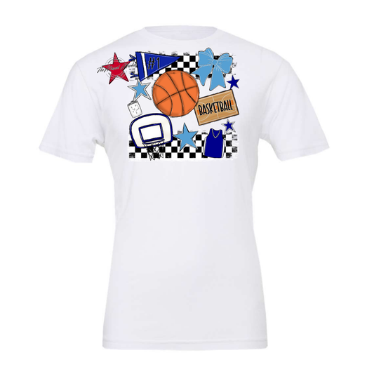 Basketball Checkers Spirit Design-Blue-Carolina Blue