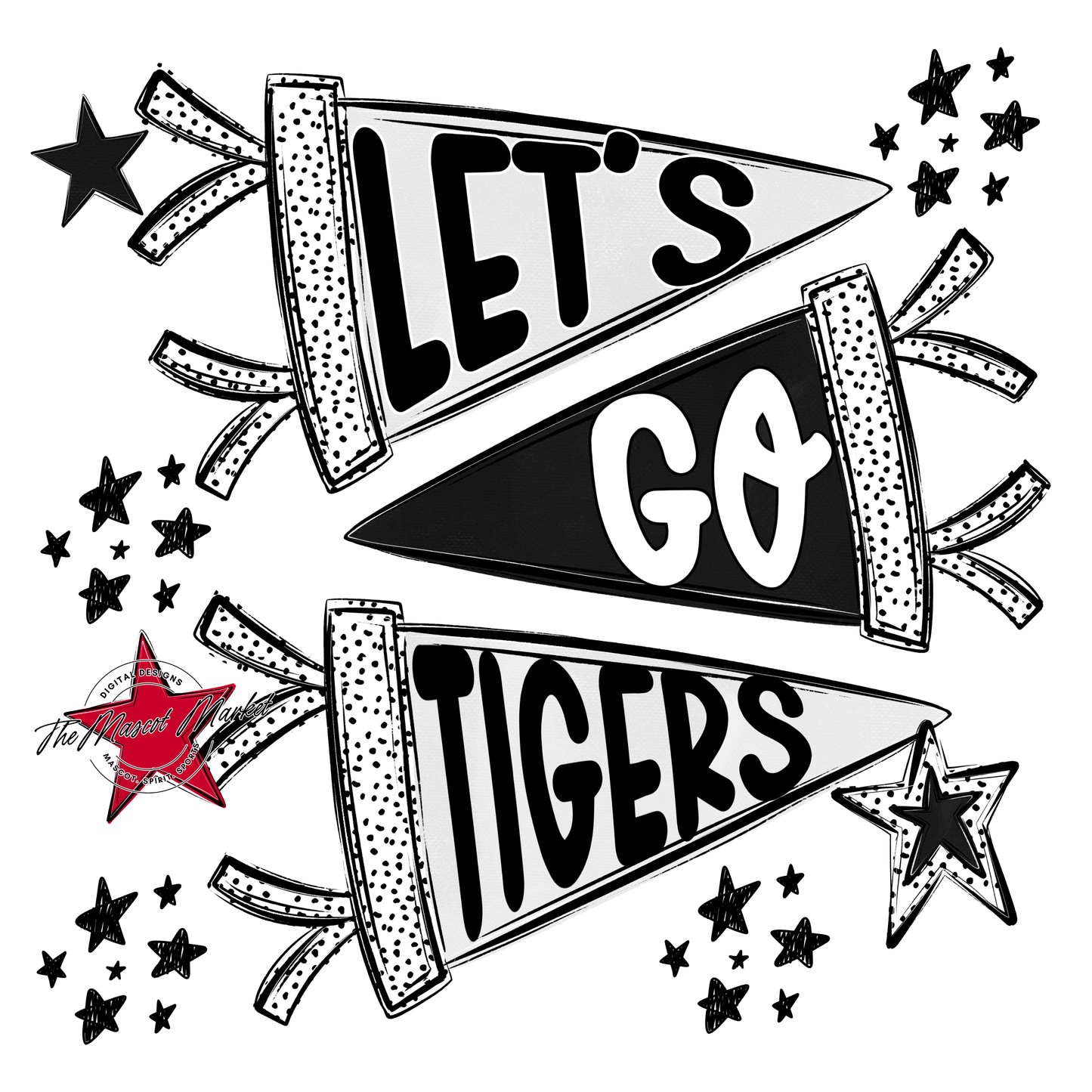 Tigers Let's Go Flag Design-Black