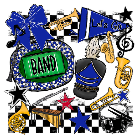 Band Checkers Spirit Design-Royal Blue