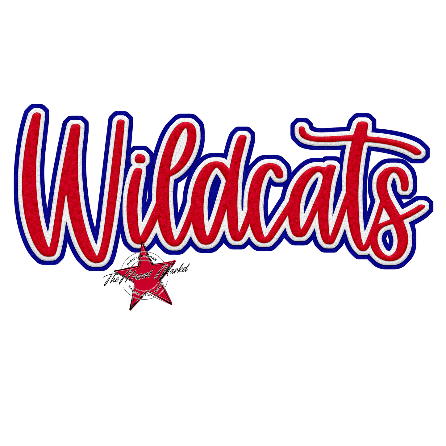 Wildcats Faux Chenille Patch-Blue-Red