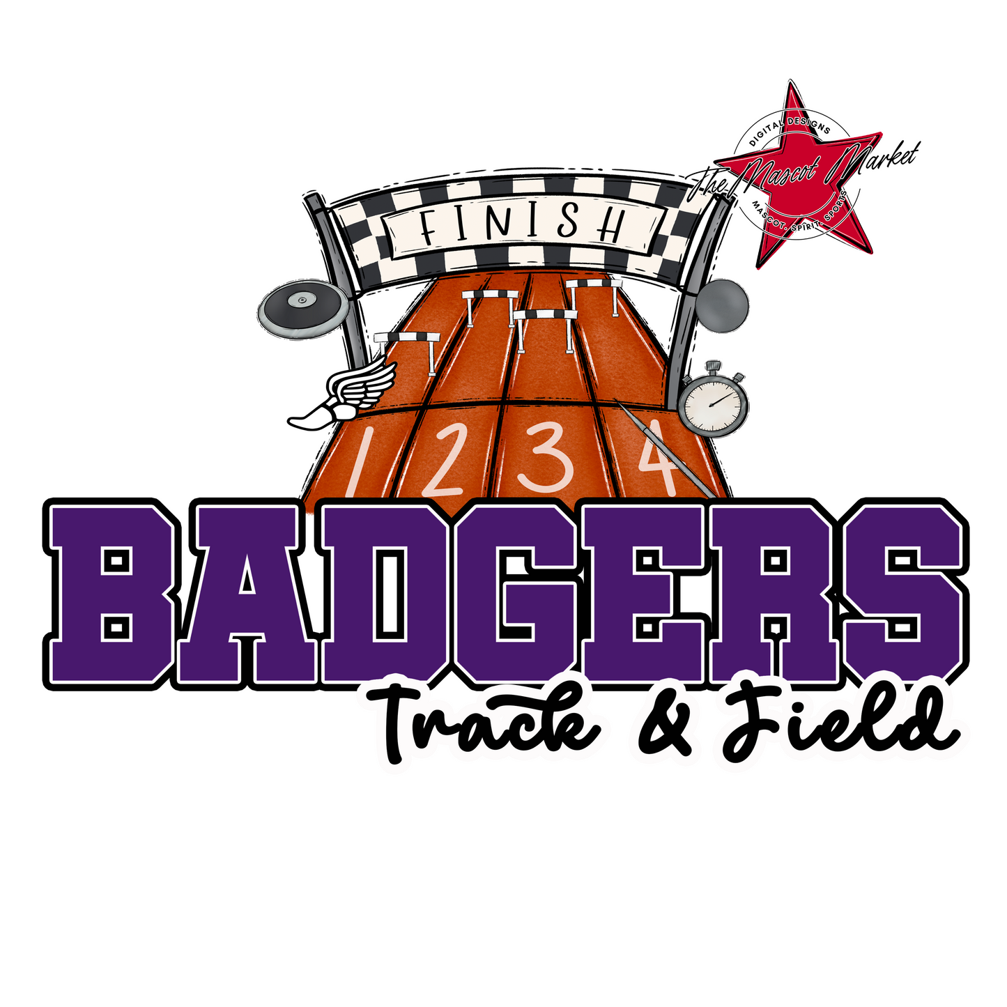 Badgers Varsity Track and Field Design-Purple