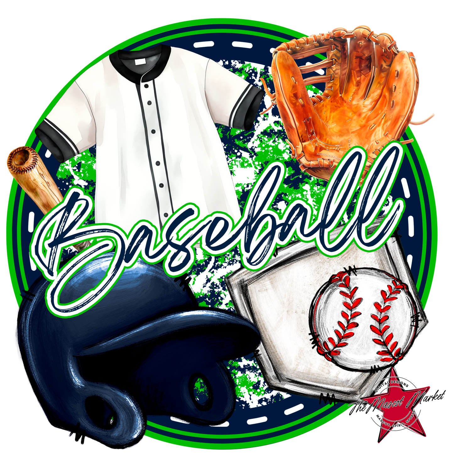 Circle Baseball Design-Navy-Green