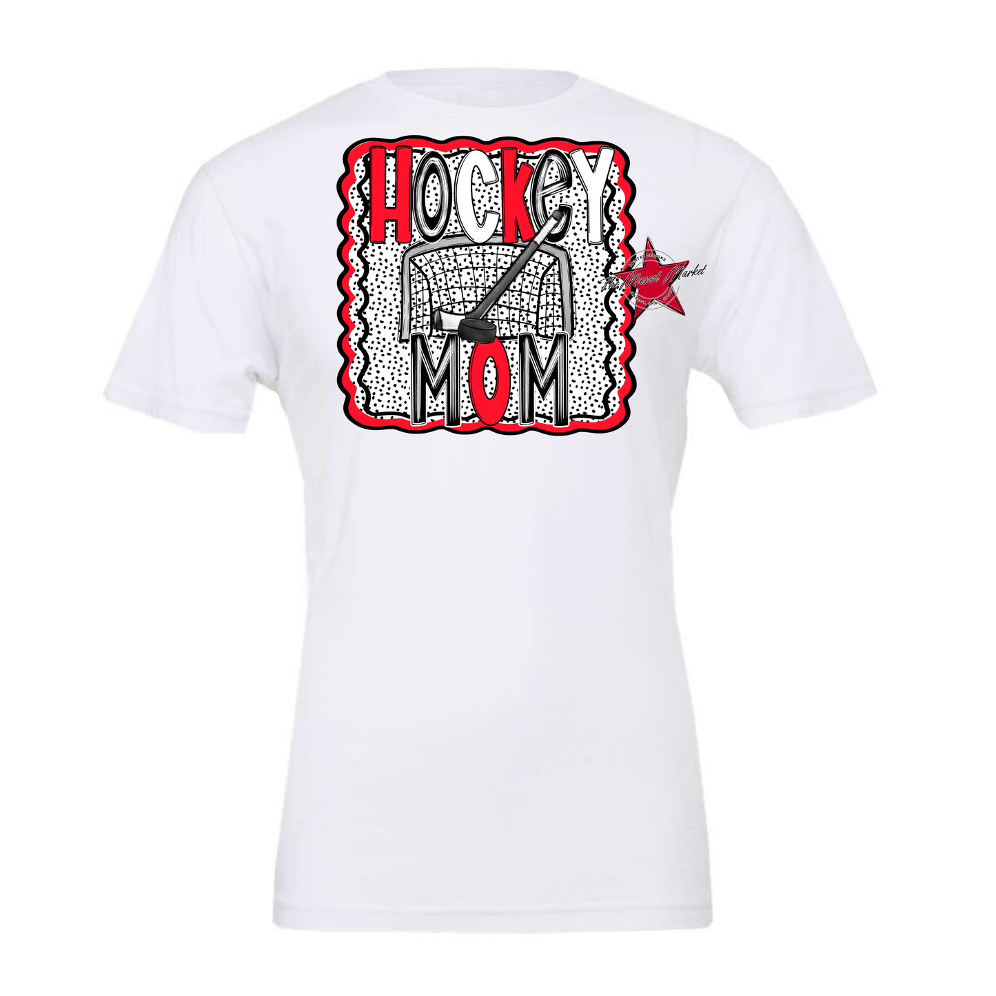 Hockey Mom Dot Design-Bright Red