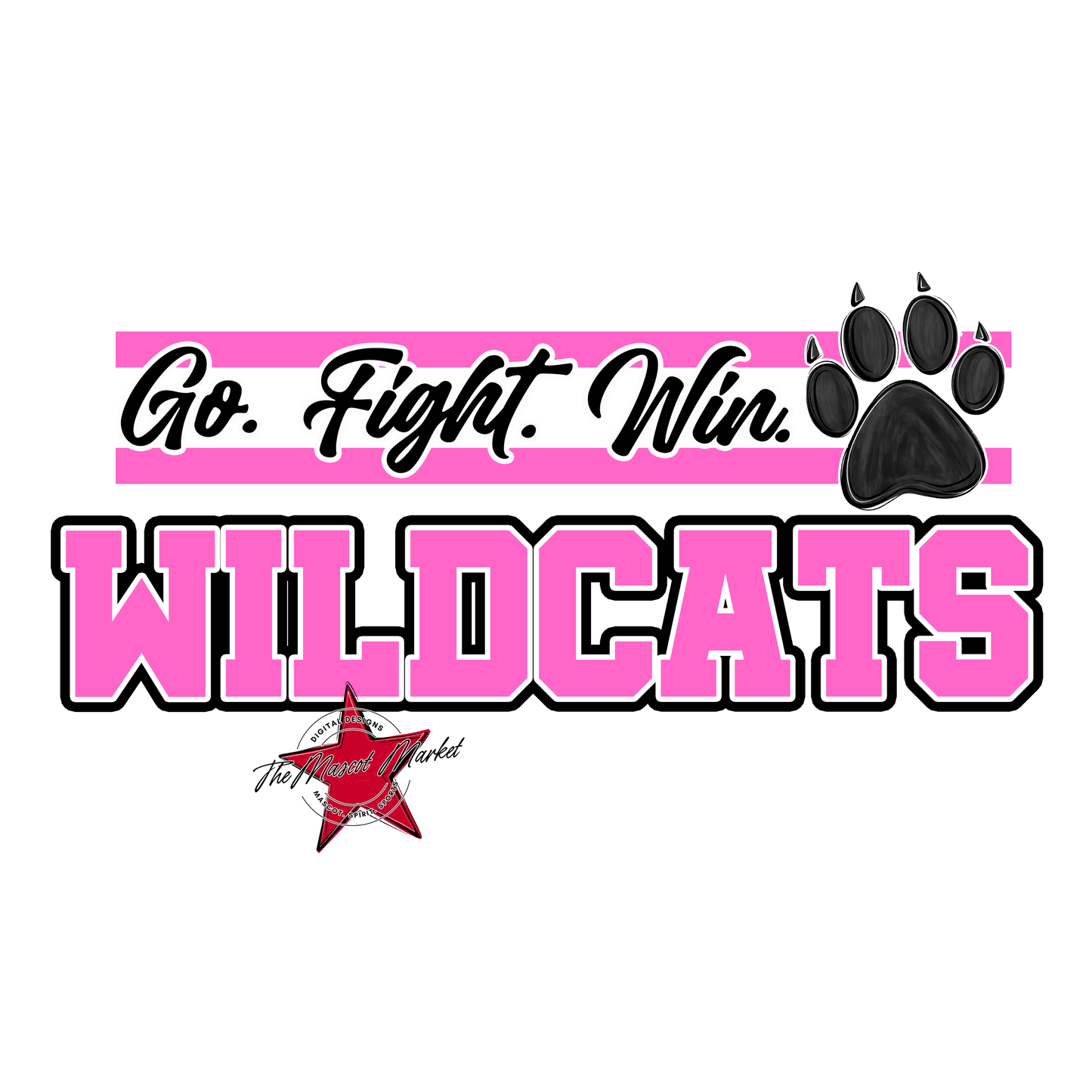 Wildcats Go Fight Win Mascot Lines-Baby Pink