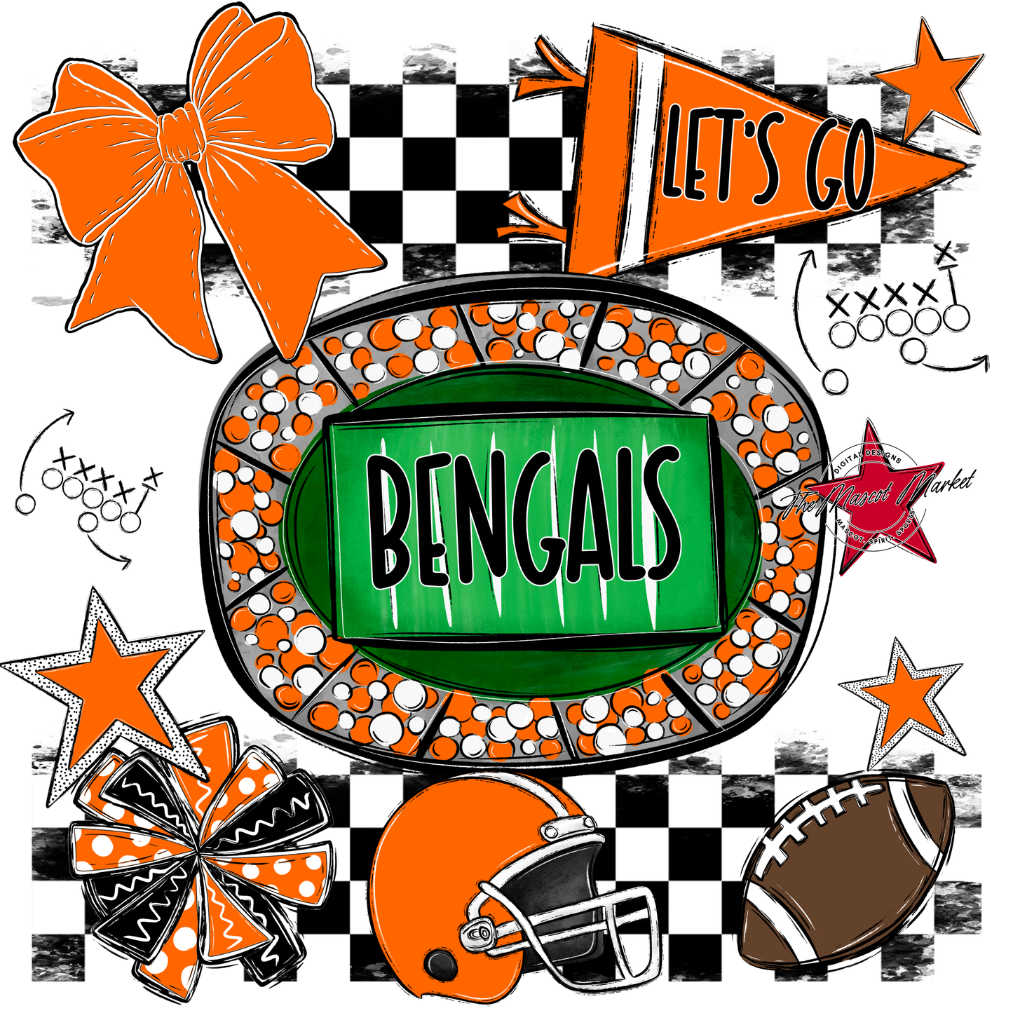 Bengals Checkers Spirit Design-Orange