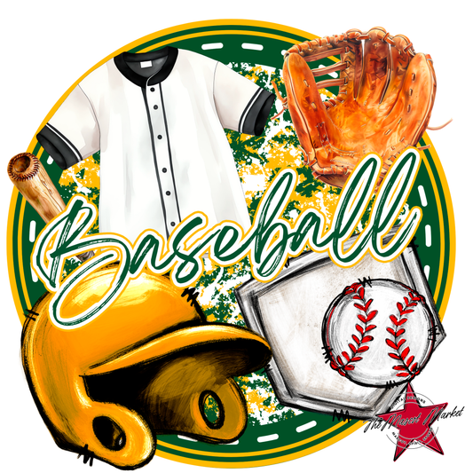 Circle Baseball Design-Green-Yellow