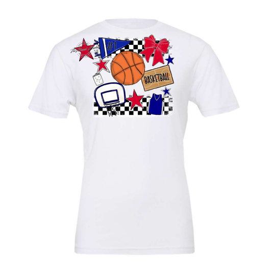 Basketball Checkers Spirit Design-Royal Blue-Red