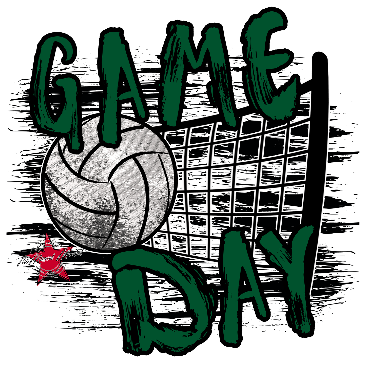 Volleyball Game Day w Net-Green