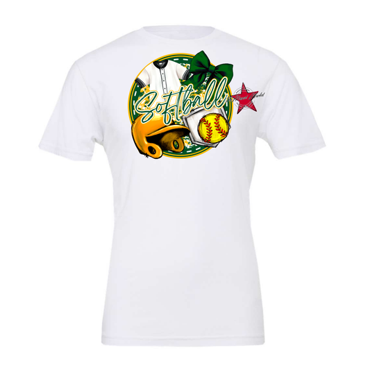 Circle Softball Design-Green-Yellow