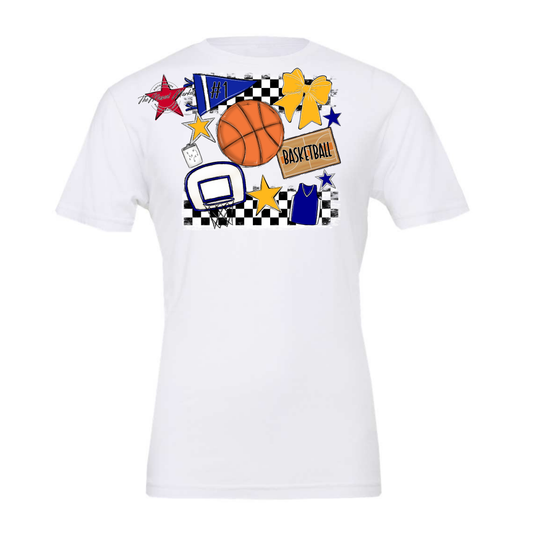 Basketball Checkers Spirit Design-Blue-Yellow