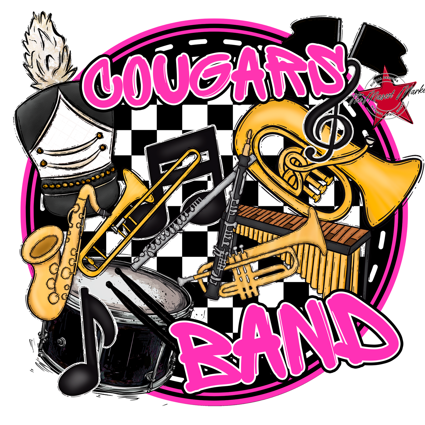Cougars Circle Band Design-Pink