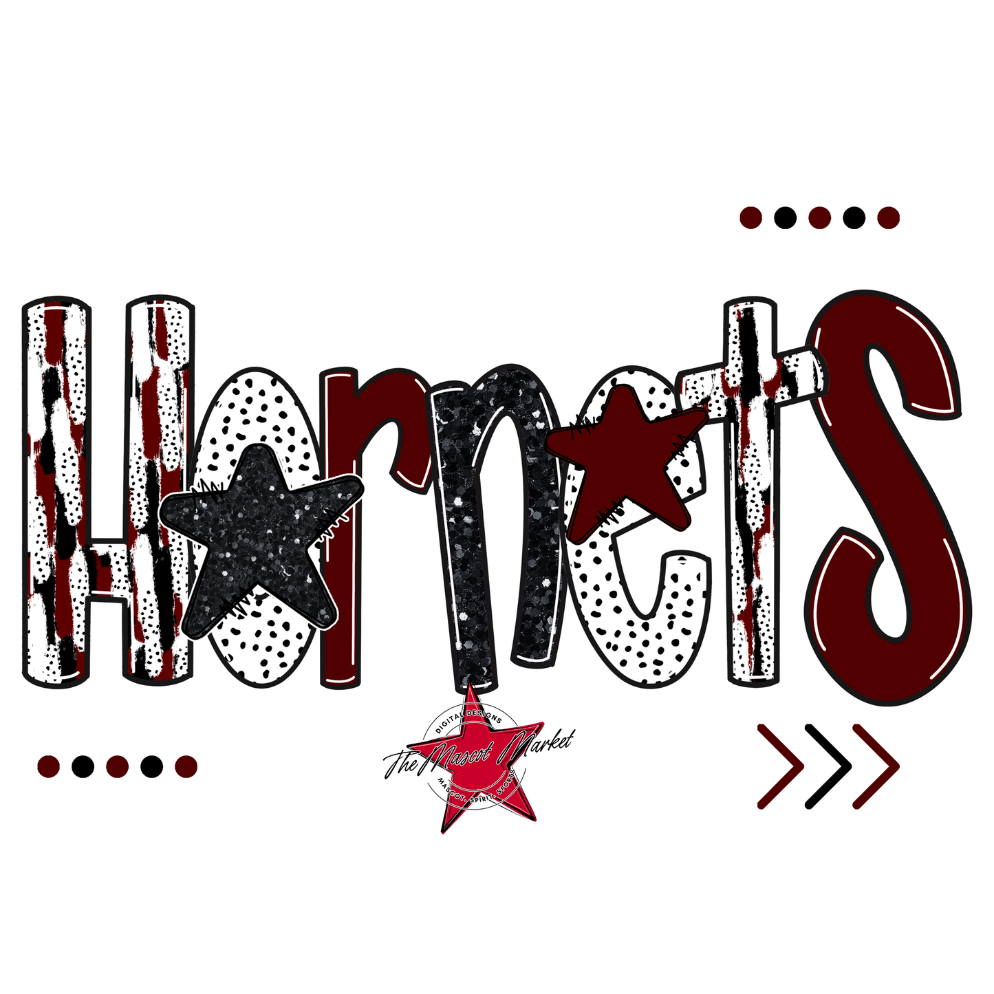 Hornets Brushstroke Alpha w Arrows-Maroon